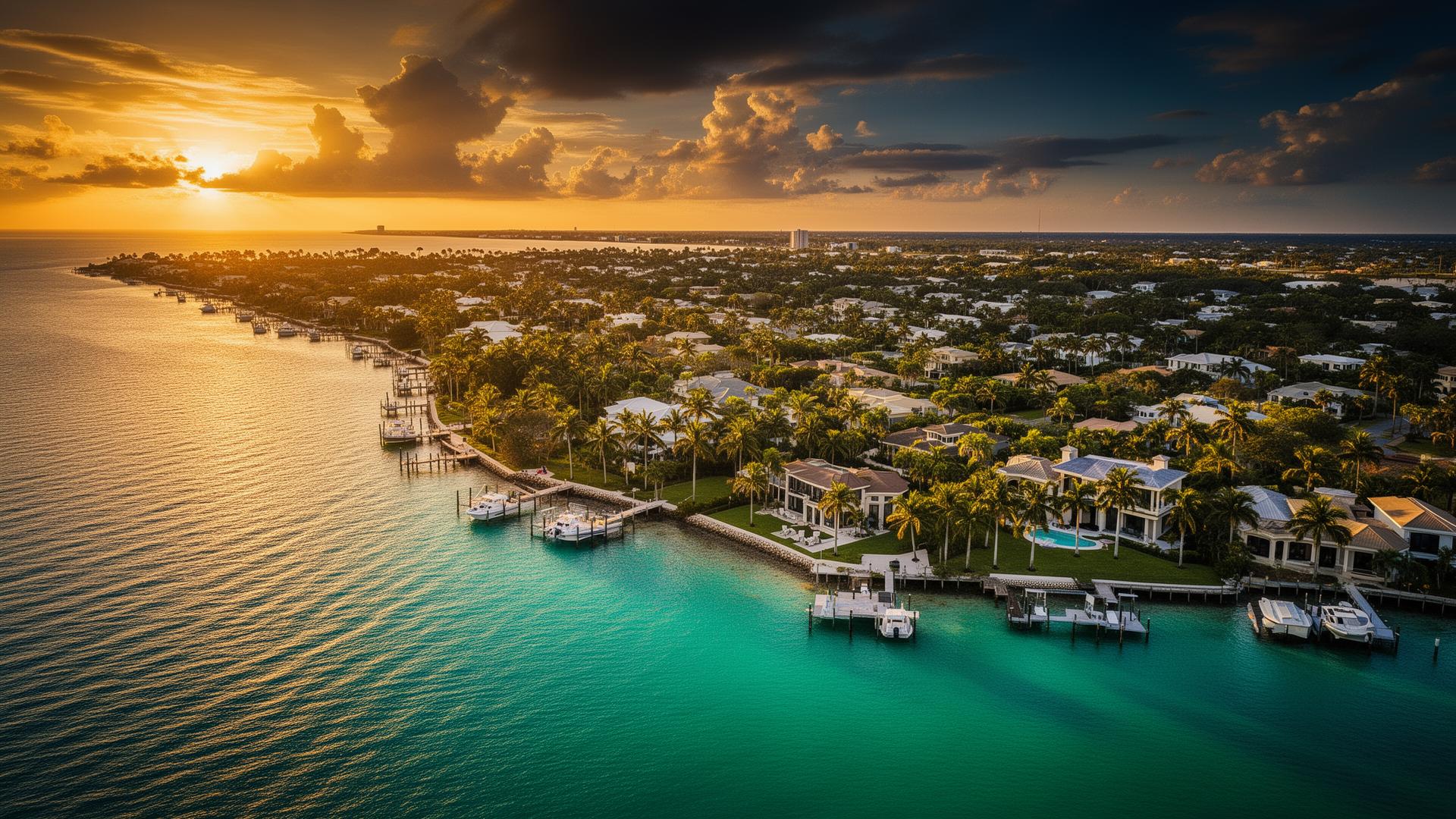 Sarasota-Bradenton coastline at golden hour